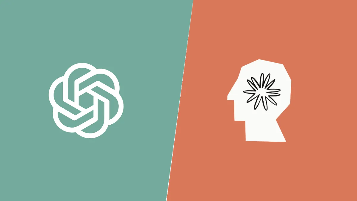 The ChatGPT and Claude logos side by side on a split green and orange background