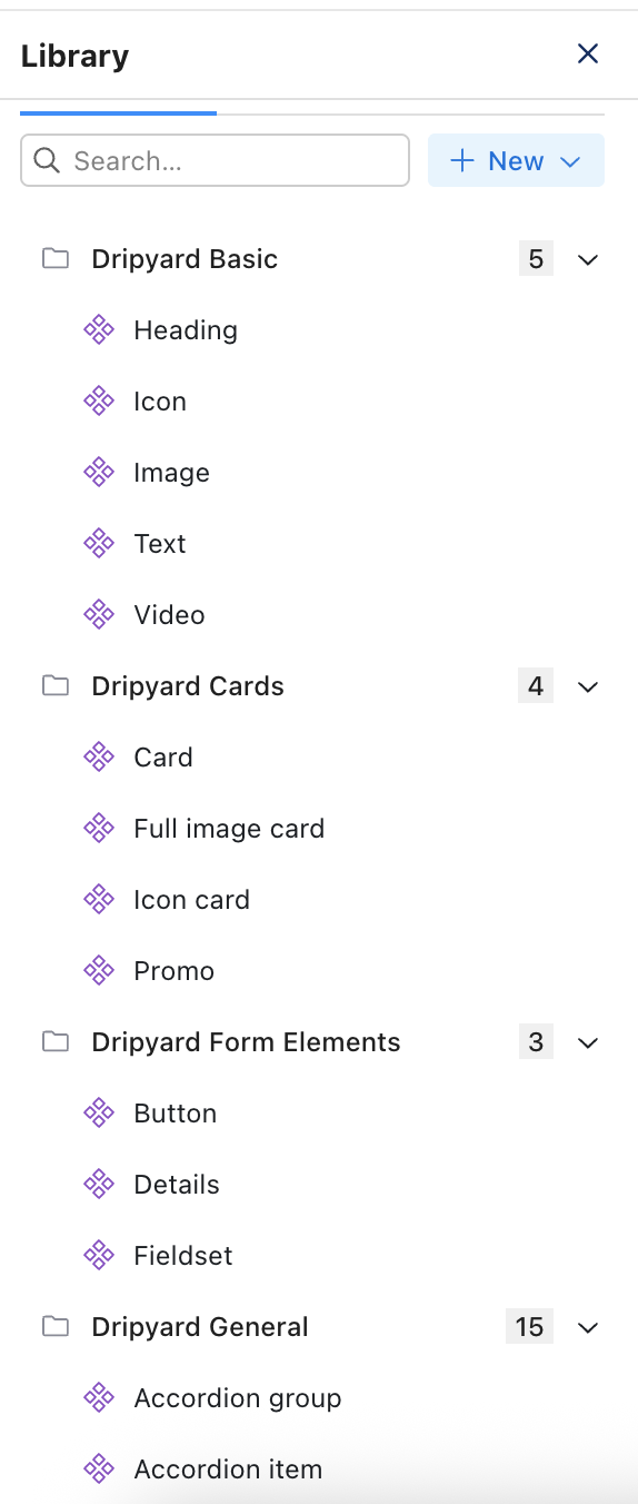Dripyard component library in Canvas