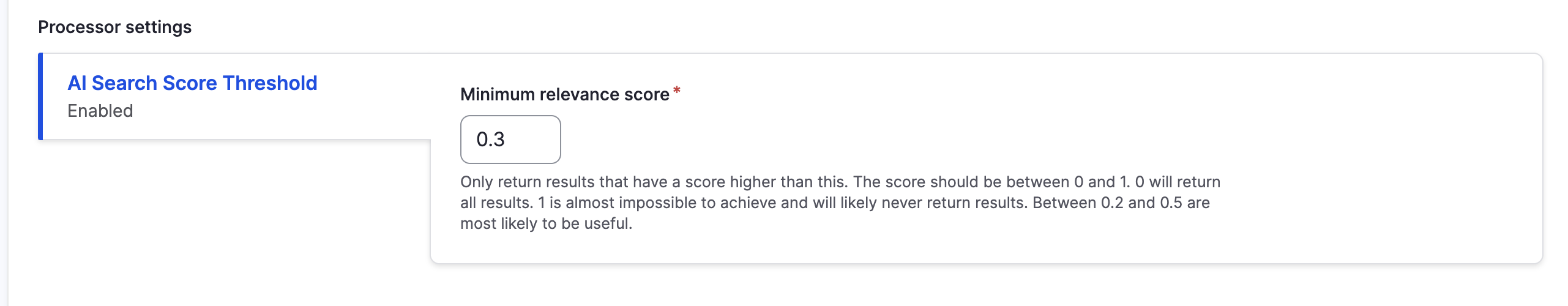 AI Search Score Threshold Settings