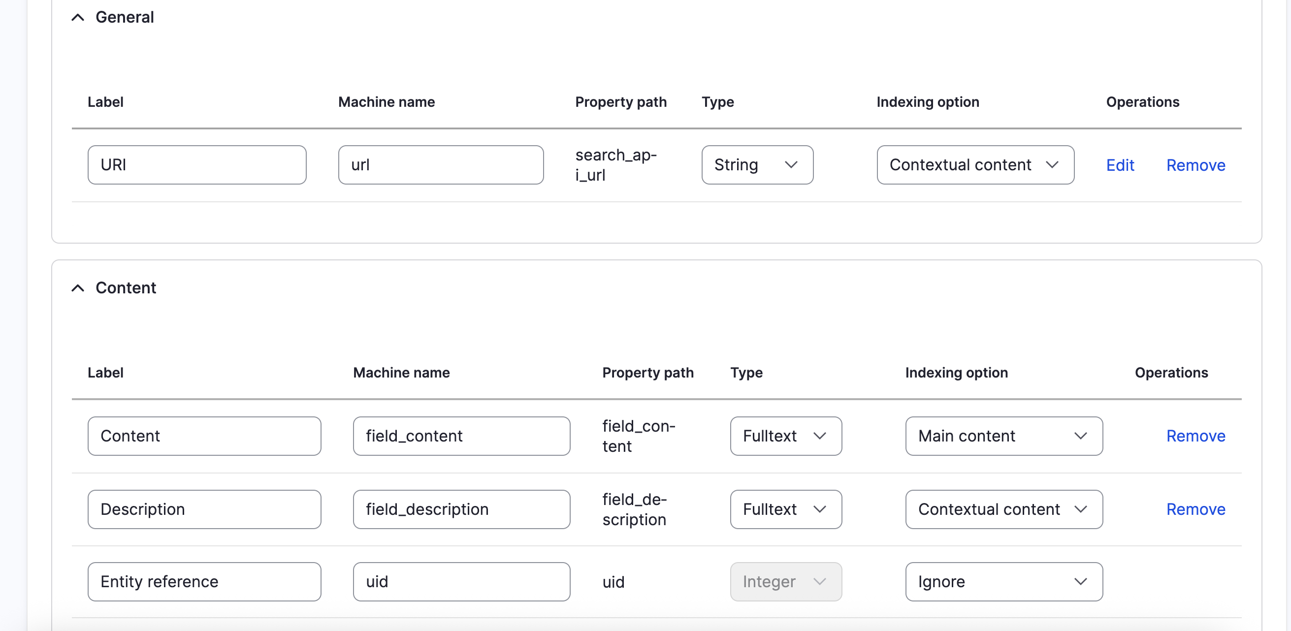 Fields Configuration