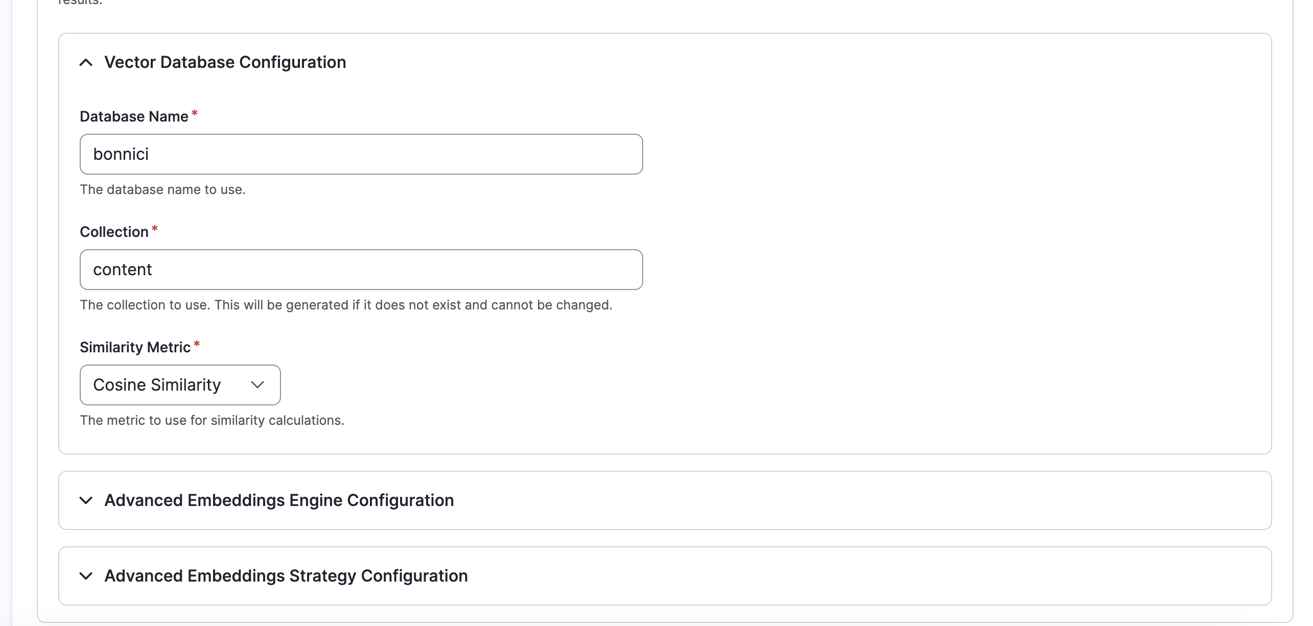 Vector Database Configuration