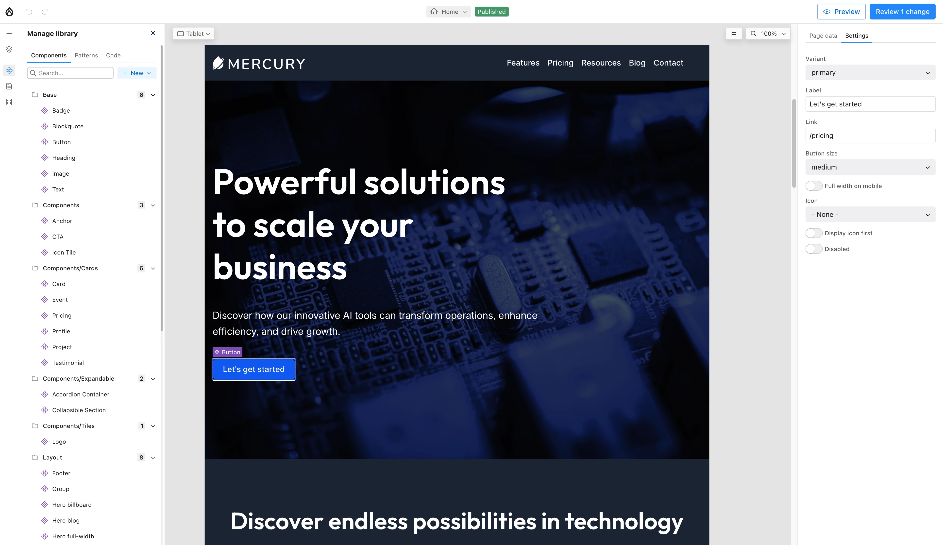 Drupal Canvas visual page builder interface